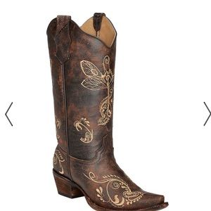 Circle G Distressed Dragonfly Boots - Snip Toe 7.5